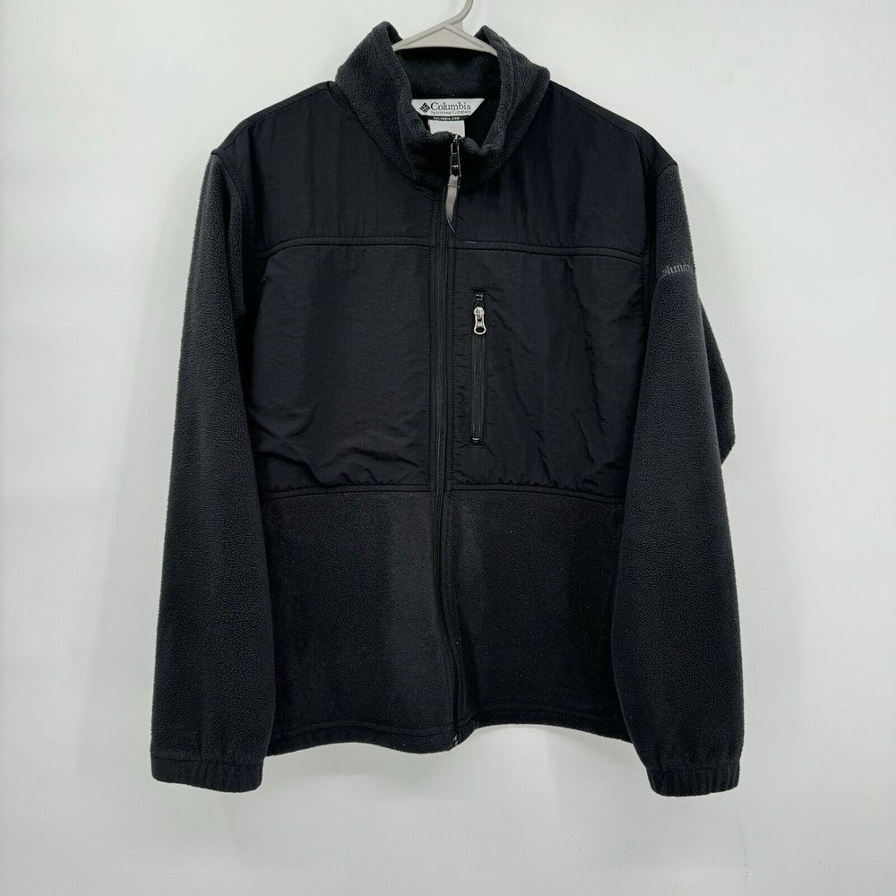 Columbia 1X Fleece Jacket Womens Black Full Zip Nylon Overlay XW6717